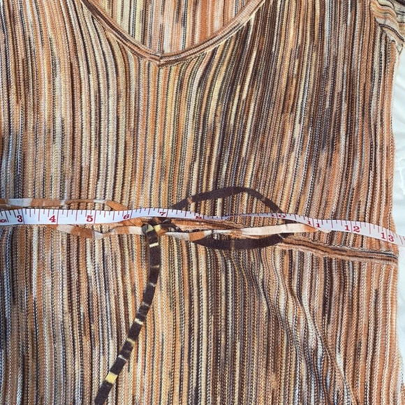 NWOT Axcess Liz Claiborne fit to flare stripe retro style tie waist top med - Picture 10 of 14